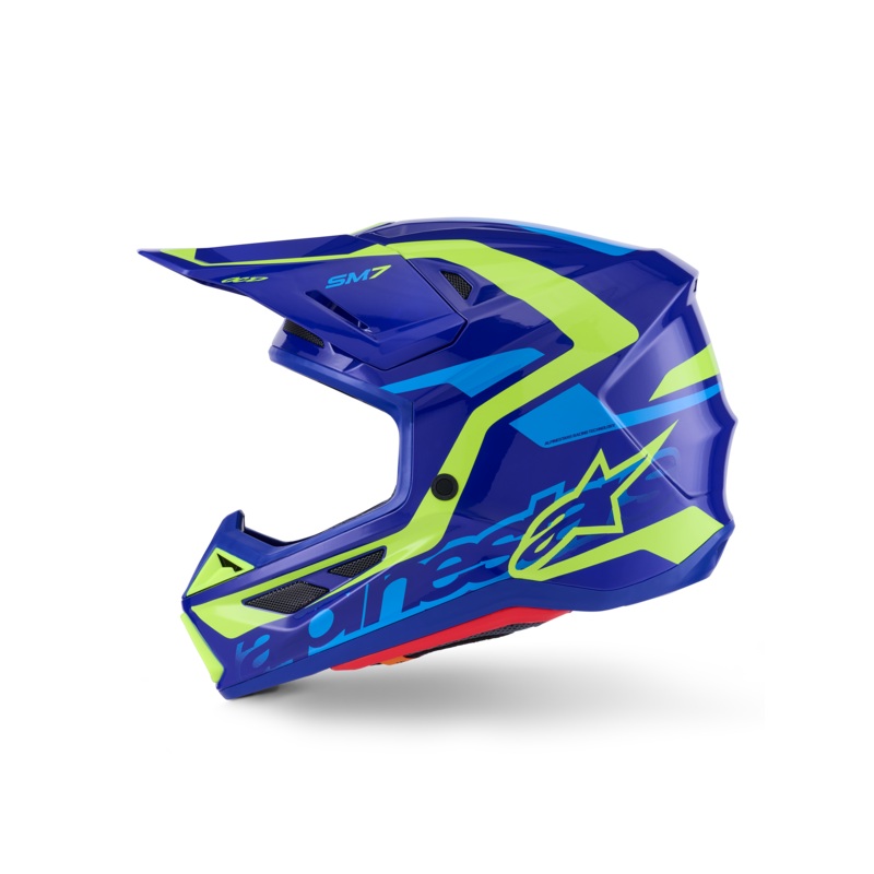Sm7 Deed Helmet Blue/Ylw Fluo Glossy Md