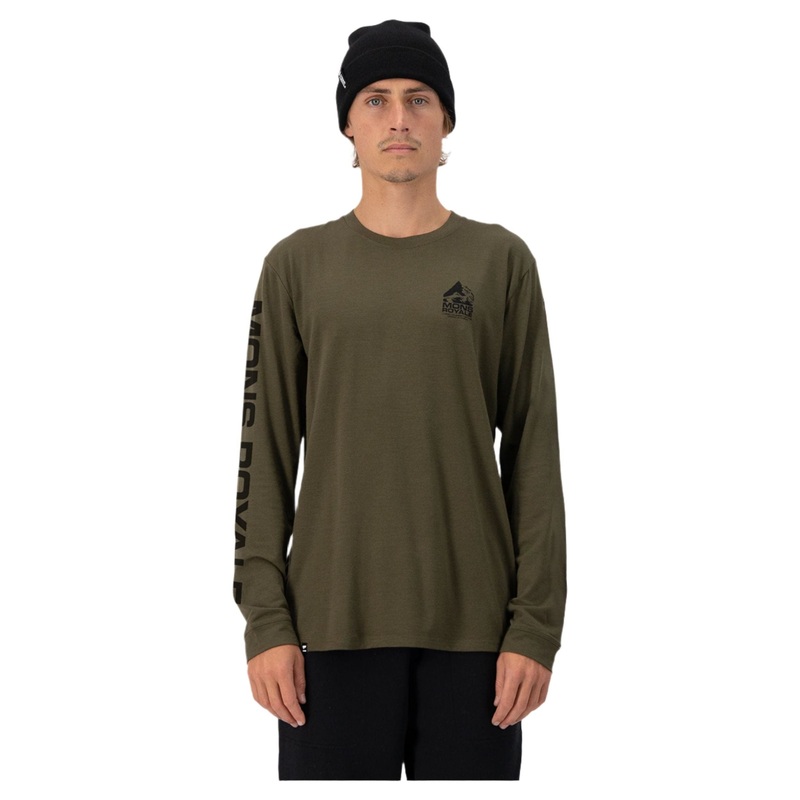 Mons Royale Icon Long Sleeve Men’s T-Shirt – M – Dark Olive