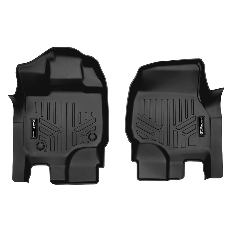 SmartCoverage Custom Fit Floor Liners For 2015-2024 Ford F-150 SuperCrew Cab with 1st Row Bench (No OTH) Carpet Flooring with 2nd Rear Underseat Storage Black
