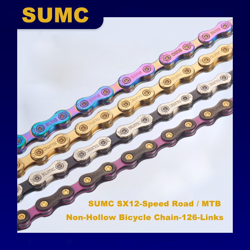 SUMC 12-SPEED  non hollow Steel bicycle chain 126 links  Bicycle Chain  with magic buckle