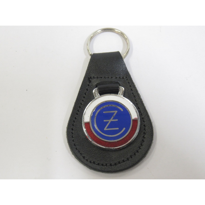 vintage CZ motorcycle key fob leather