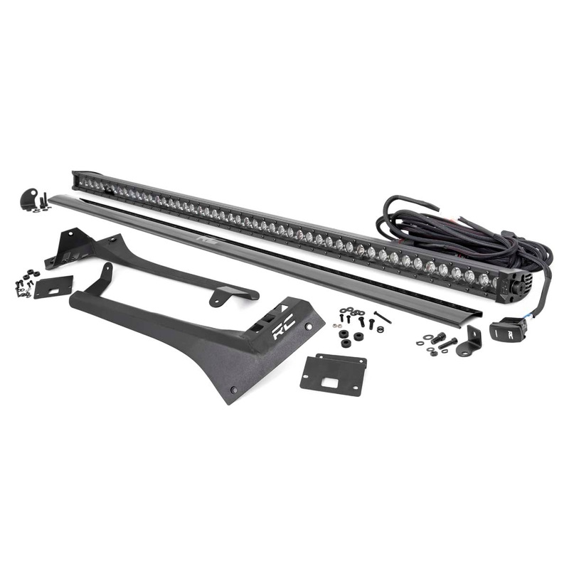 Rough Country | LED Light Kit | Windshield | 50″ BLK Single Row | WHT DRL | Jeep Gladiator JT/Wrangler JL (18-25) | 70066