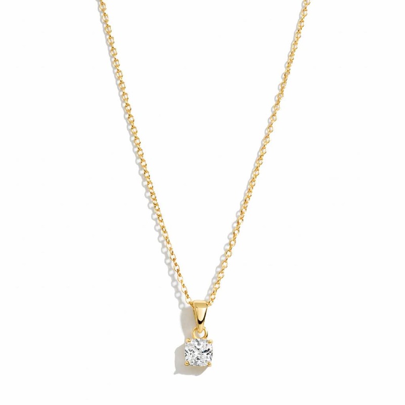 Cushion Gold Diamond Necklace