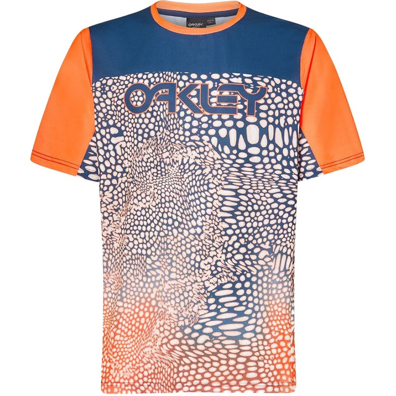 Oakley Maven Coast Short Sleeve Jersey – M – Distorted Frogskin Blue – Orange