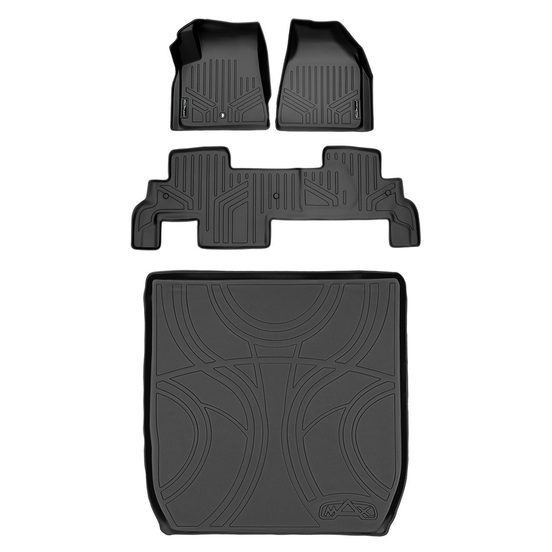 SMARTLINER Custom Fit Floor Liners For Traverse/Enclave/Acadia/Outlook (with 2nd Row Bench Seat) Black