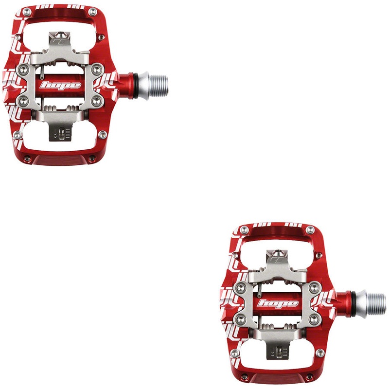 Hope Union TC Pedals – Dual Sided Clipless with Platform, 9/16″, Red