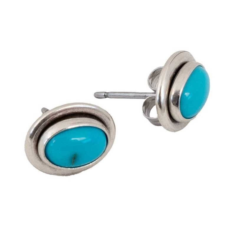 Oval Turquoise Stud Earrings