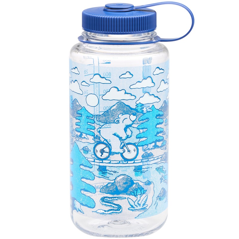 Happy Bear Nalgene Bottle 32oz Clear/Denim