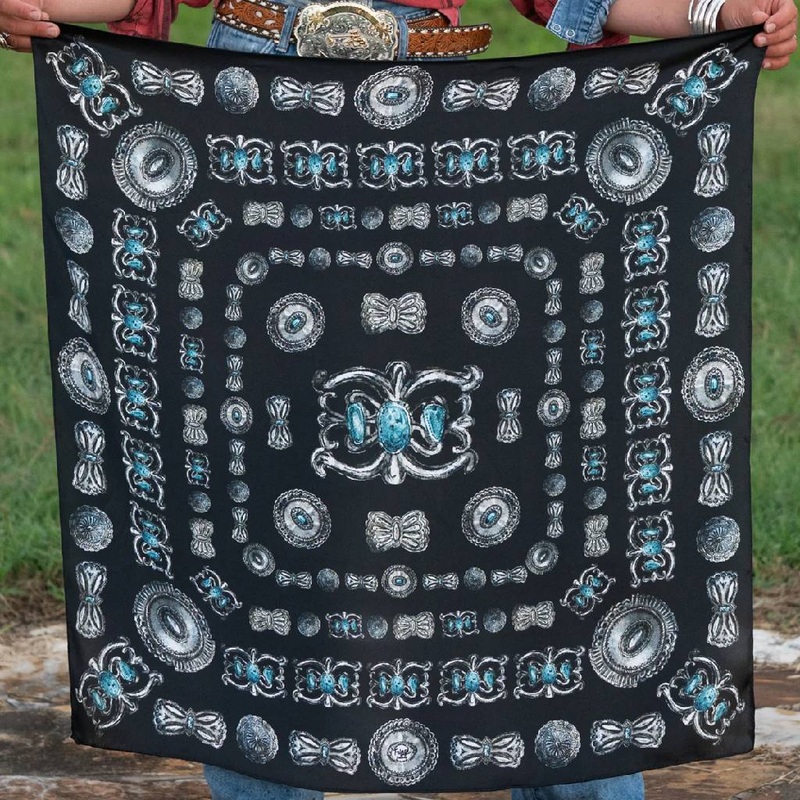 Fringe Scarves Turqs and Conchos Black Scarf