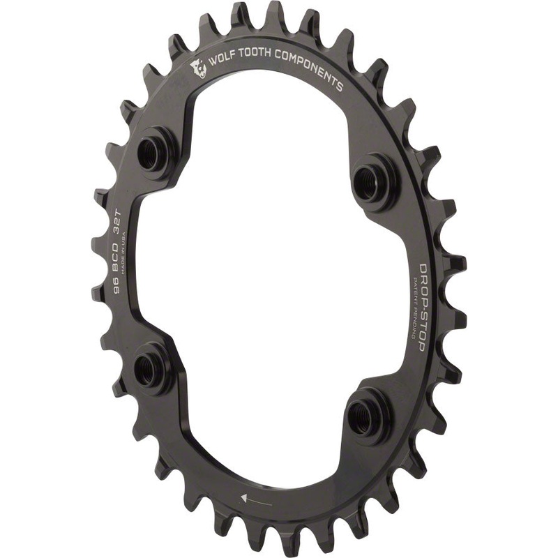 Wolf Tooth 96 BCD Chainring – 30t 96 Asymmetric BCD 4-Bolt Drop-Stop A For Shimano XTR M9000 M9020 Cranks BLK