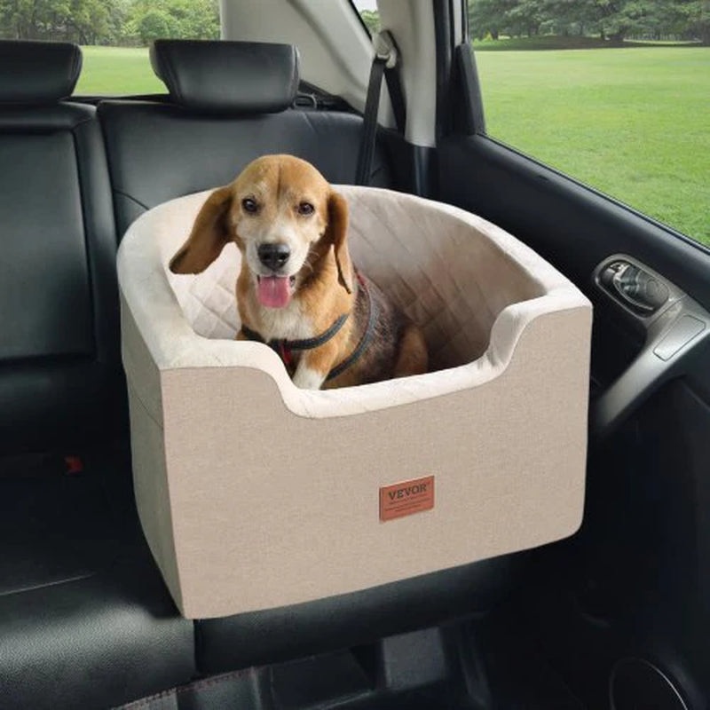 VEVOR Dog Booster Car Seat for Dogs up to 55 Lbs Brown