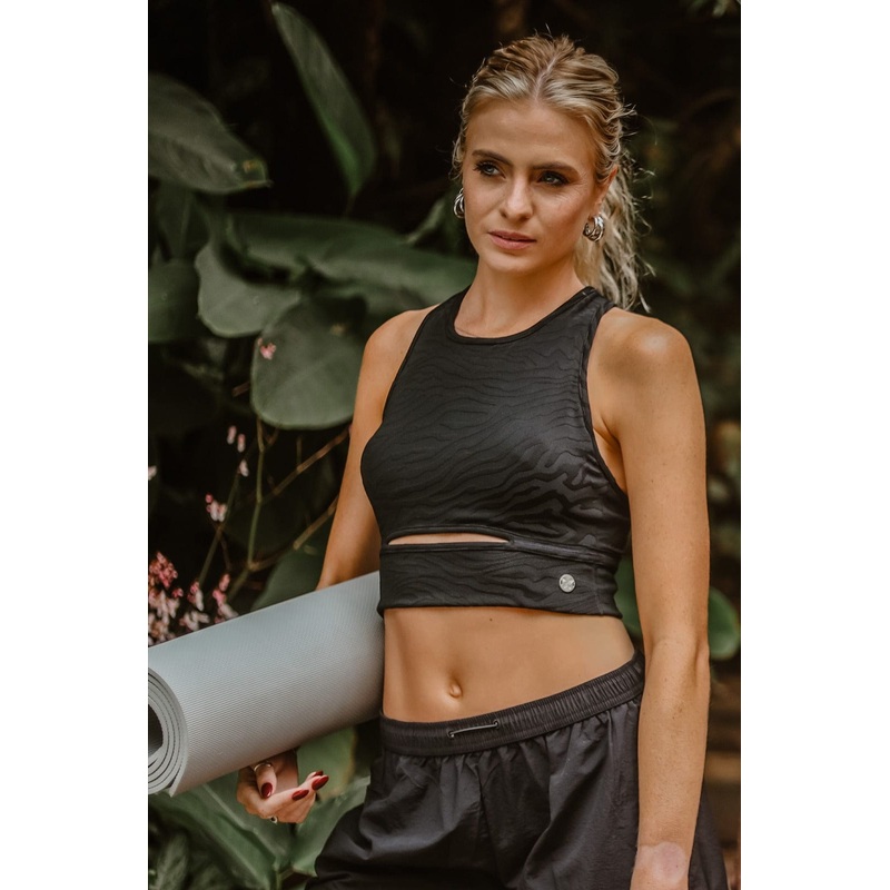 Nivada – Ladies Sports Vest Black Zebra Stripe