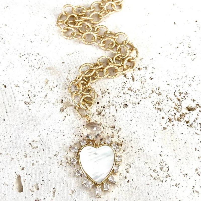 Heart Chunky Chain Crystal Necklace