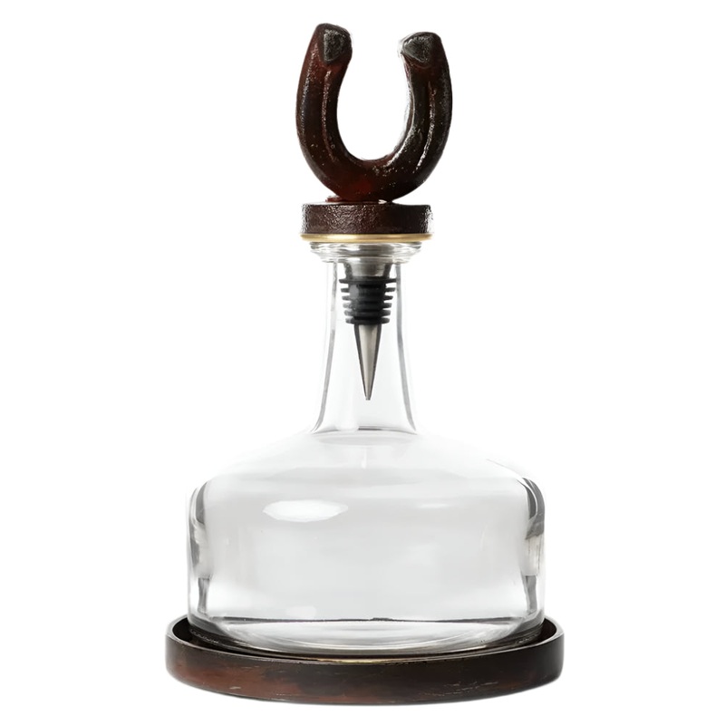 Jan Barboglio Herradura Decanter w/Horseshoe Iron Topper & Stand