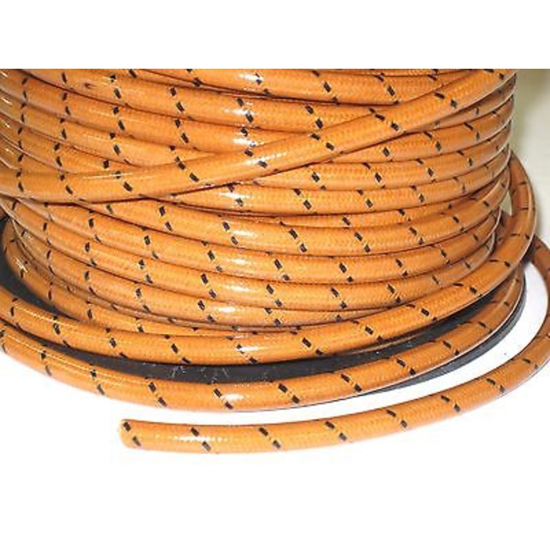 Orange woven cotton covered Spark Plug Wire 7mm stranded copper Core By The Foot