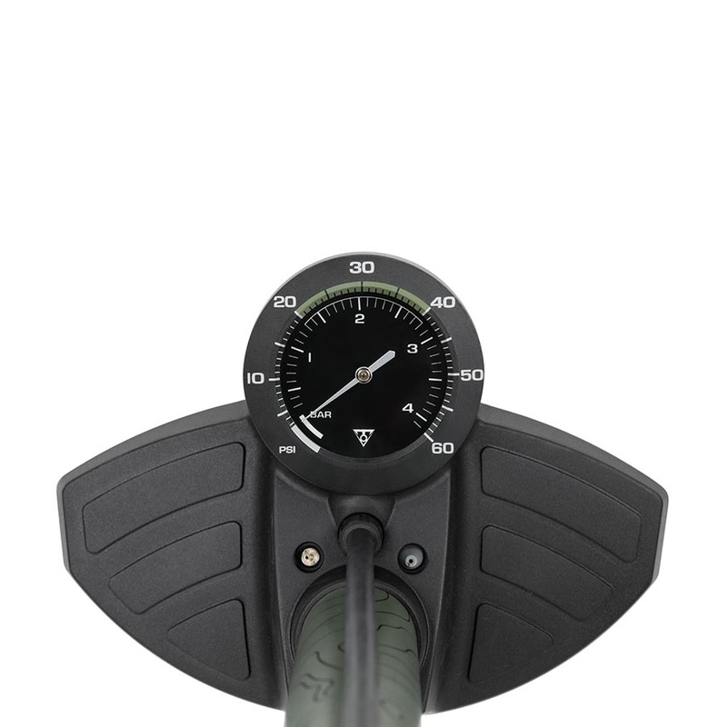 Topeak Joeblow Mountain II Floor Pump – Steel Barrel / Plastic Base 3.5″ Gauge 60 Psi /4 Bar Twinhead