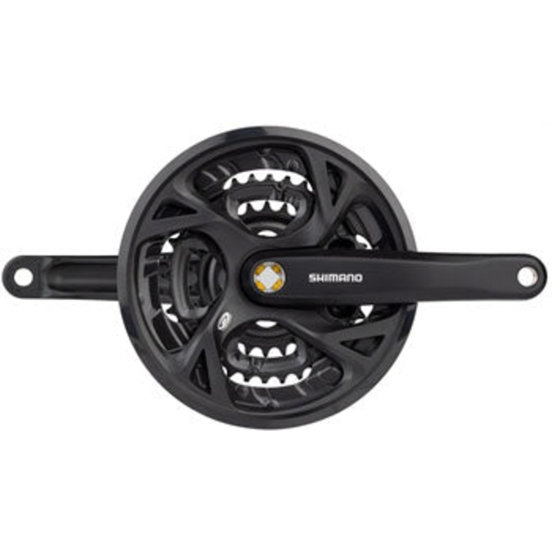 Shimano Acera FC-M371-L Crankset – 175mm, 9-Speed, 48/36/26t, Riveted, Square Taper JIS Spindle Interface, Black