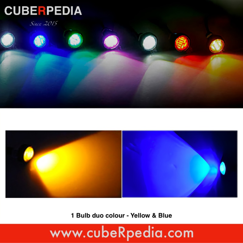12V 23mm Eagle Eye LED Light – Yellow & Blue