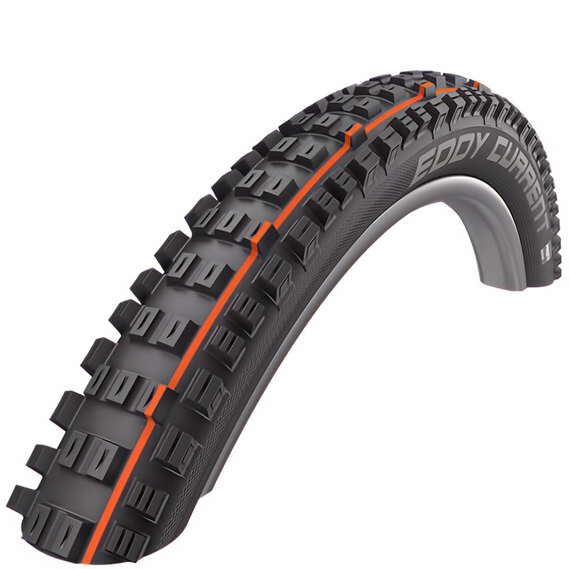 Schwalbe Eddy Current eBike Rear Tyre – Black – Orange – Rear – TLE Kevlar Folding – Super Gravity – E-50 – Addix Soft – EVO – 2.6 Inch – 27.5 Inch
