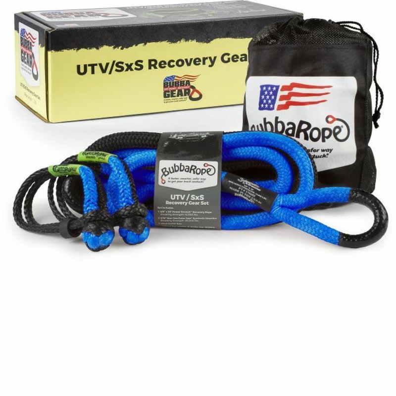 BUBBA ROPES 176842BL Utv Gear Set Blue Eyes – Power Stretch Recovery Rope & Soft Shackles