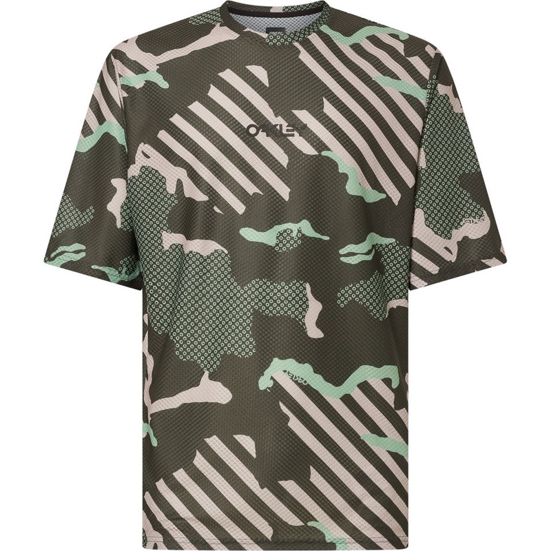 Oakley Ride Free Short Sleeve Jersey – 2XL – Green Stripe – Grip Camo