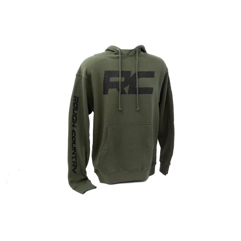 Rough Country | Rough Country Hoodie | RC Topographical Sleeve | Army Green | 3XL | 940963XL