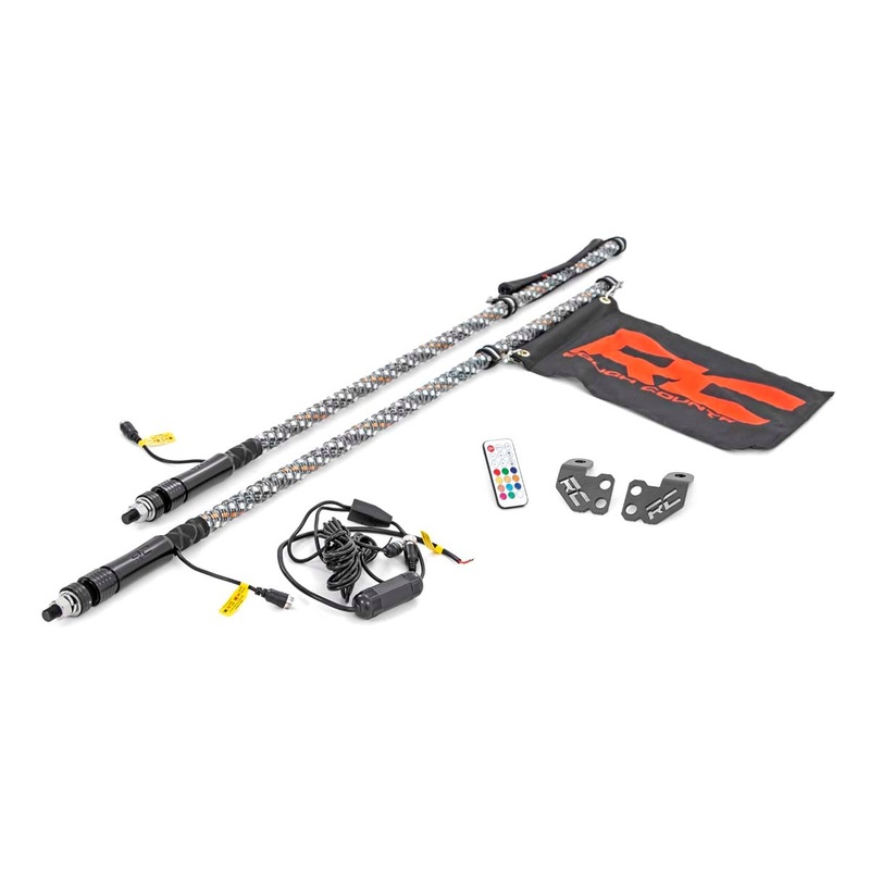 Rough Country | Whip Mount | Cage | 4′ Multl-Color LED Whip Pair | Polaris RZR XP 1000  | 93052