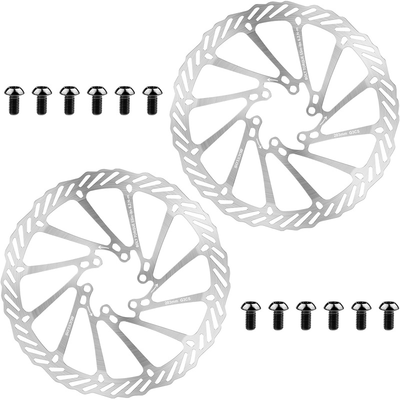 BUCKLOS  2PC Bike Brake Rotors 160mm 180mm 203mm with 12 Bolts for Mountain Road Bike/Ebike/BMX