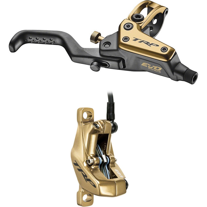 TRP EVO Pro HD-M9040 Disc Brake Lever – Right/Front Rear 1900mm Hose Post Mount 4-Piston Gold