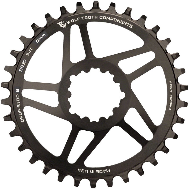 Wolf Tooth Direct Mount Chainring – 34t, SRAM Direct Mount, Drop-Stop B, For BB30 Short Spindle Cranksets, 0mm Offset,