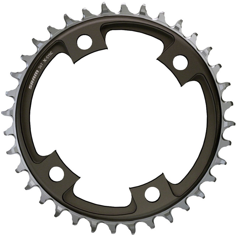 SRAM 44 Tooth 107mm BCD x 4-Bolt 1×12-Speed X-Sync Chainring Blast Black