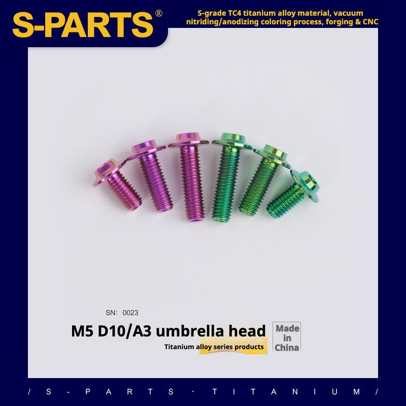 S-PARTS A3 Umbrella Head M5 L06-55mm D10 Motorcycle Electric Vehicle Titanium Screw gold