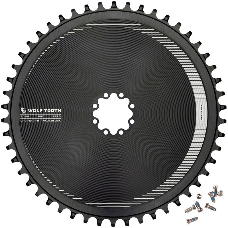 Wolf Tooth Aero Direct Mount Chainring – 50t, Direct Mount SRAM 8-Bolt, Drop-Stop B, Black