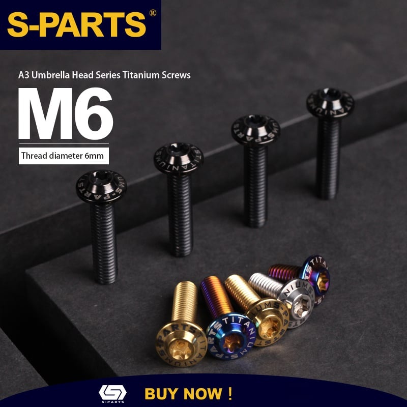 S-PARTS A3 M6 Electric Motorcycle Umbrella Head D15 Titanium Screw gold