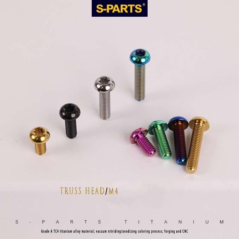 S-PARTSA2 umbrella head titanium alloy screw m4*10/12/16/18/20/25mm road mountain bike headset gold