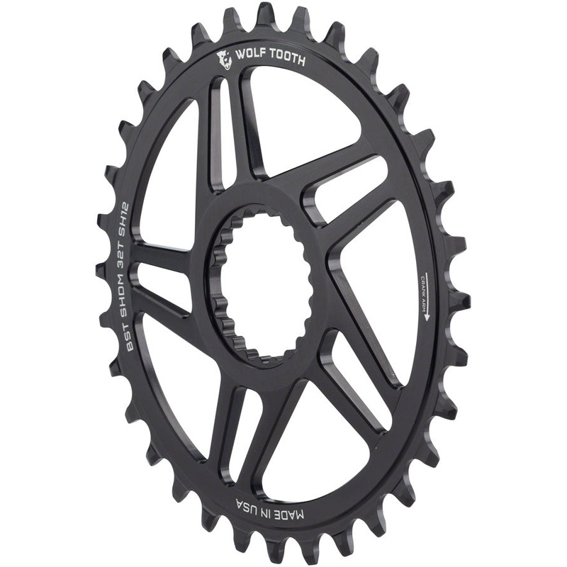 Wolf Tooth Direct Mount Chainring – 32t Shimano DM For Boost Cranks 3mm Offset Drop-Stop ST Requires 12-Speed HG+ Chain BLK