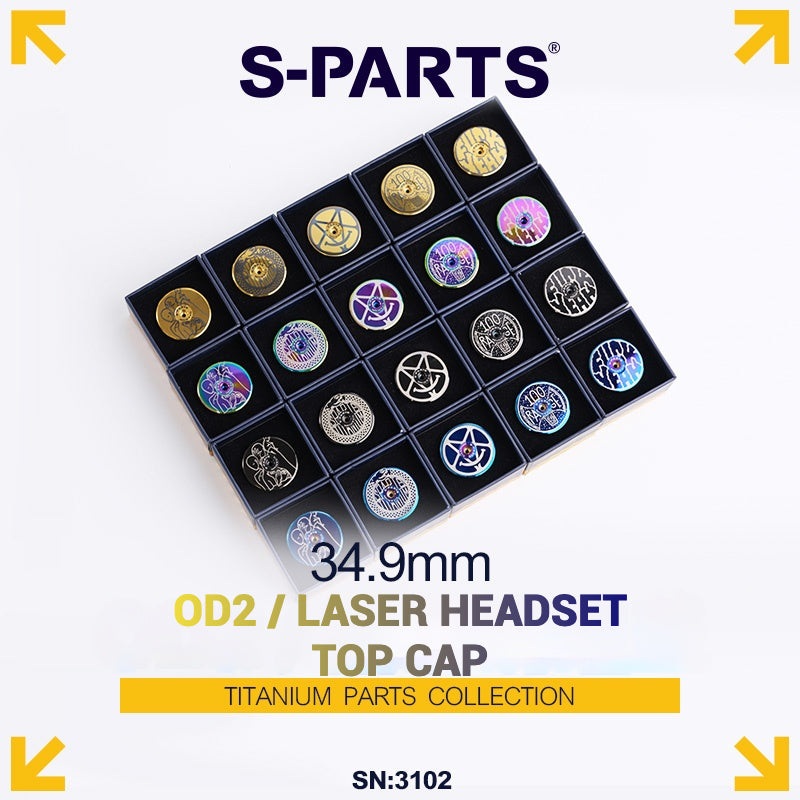 S-PARTS Titanium OD2 34.9 mm Laser Headset CapCNC MachinedMultiple Designs Available