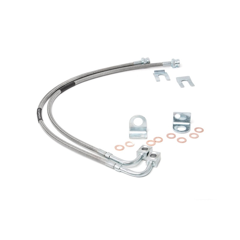 Rough Country | Brake Lines | Stainless | Front | 4-6 Inch Lift | Jeep Wrangler JK/Wrangler Unlimited (07-18) | 89707