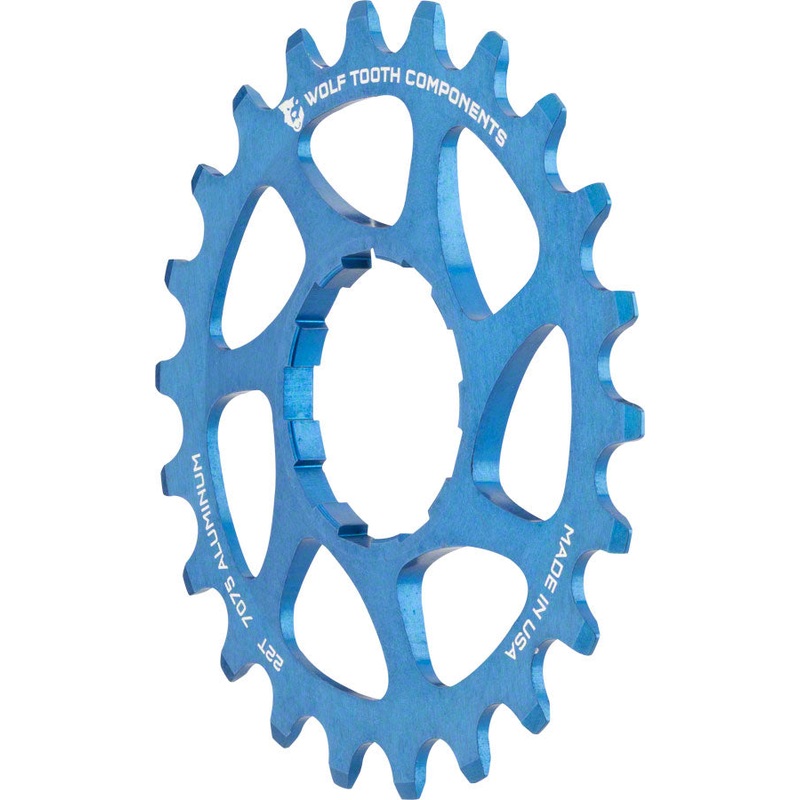 Wolf Tooth Single Speed Aluminum Cog: 22T, Compatible with 3/32″ Chains, Blue