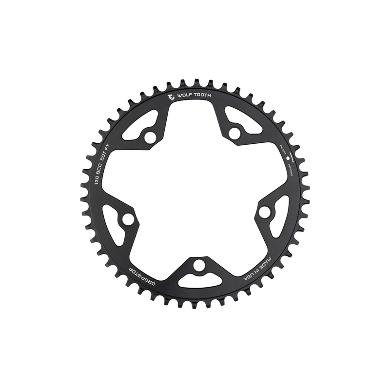 Wolf Tooth 130BCD Road/Cyclocross 5-Bolt Drop-Stop Chainring Black