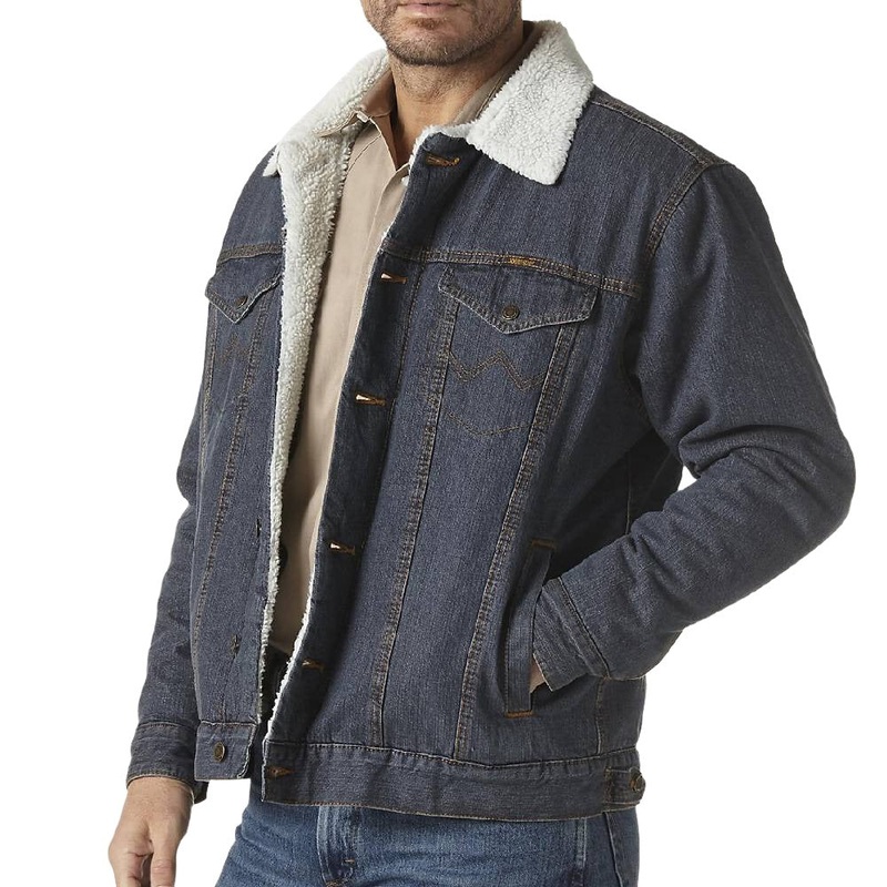 Wrangler Men’s Sherpa Lined Denim Jacket – Rustic