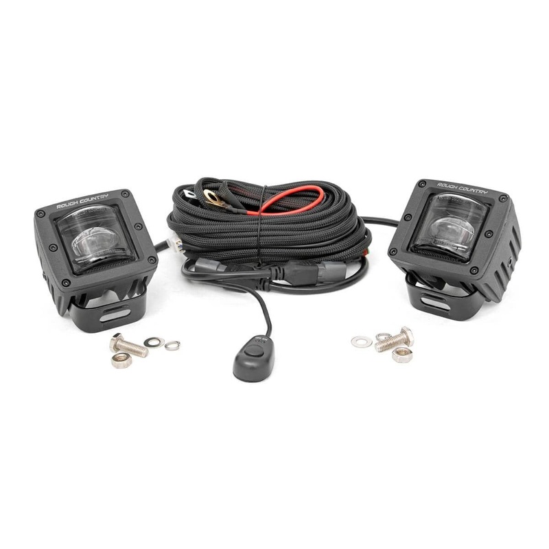 Rough Country | 2 Inch Black Series LED Light Pods | SAE Fog | Pair | 70907