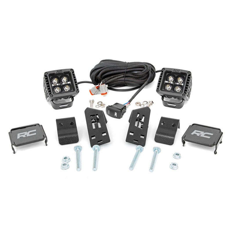 Rough Country | LED Light Kit | “A” Pillar Mount | 2″ Black Pair | Amber DRL | Polaris RZR PRO XP  | 93079