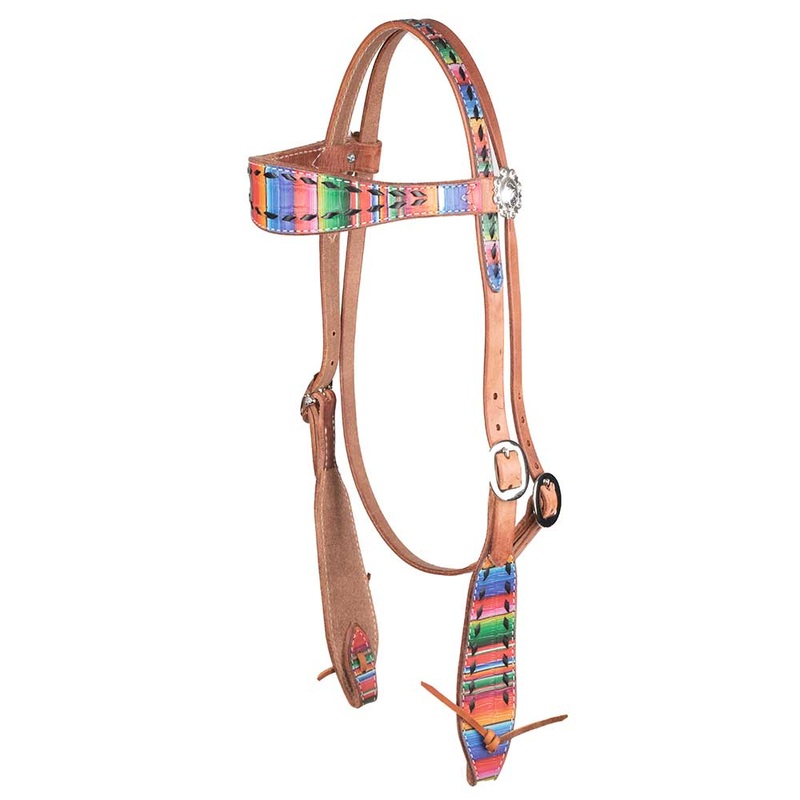 Teskey’s Serape Browband Headstall w/Colored Buckstitch Black