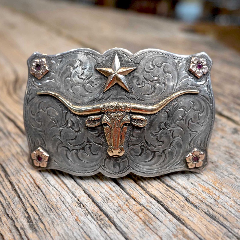 Comstock Heritage Longhorn Belt Buckle w/Rubies