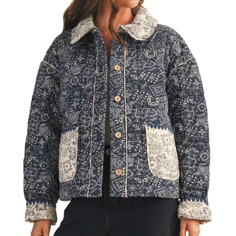 Quilted Navy Bandana Jacket
