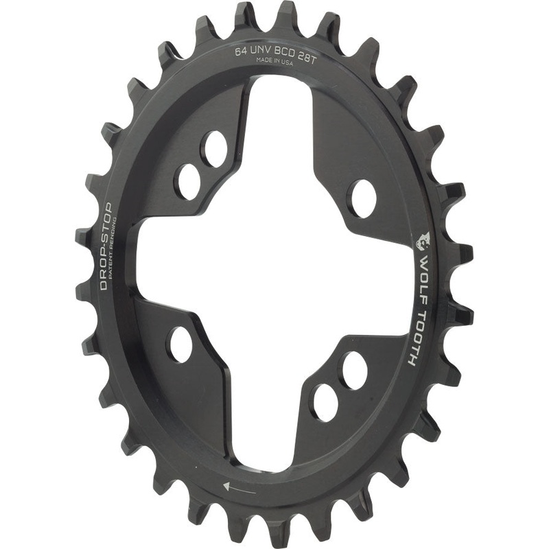 Wolf Tooth 64 BCD Chainring – 28t, 64 BCD, Universal Mount, Drop-Stop A, Black