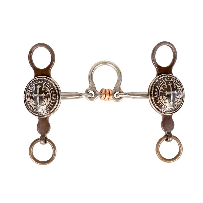 Santa Fe Red Cross Concho Floating Broken Spade Copper Roller Bit