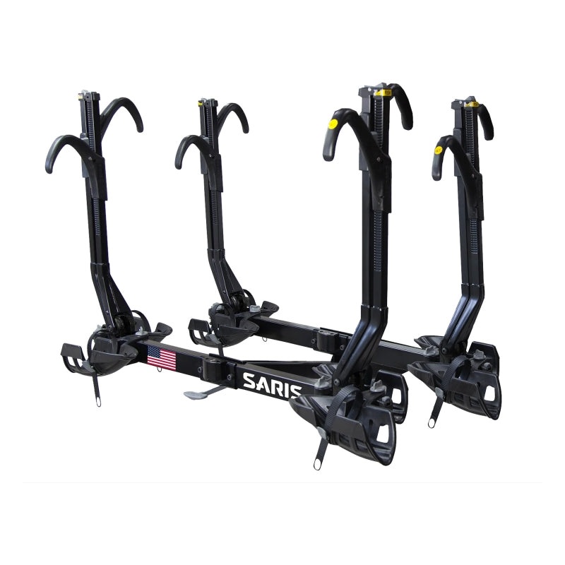 Saris Superclamp G3 Hitch Mount Rack 2” Bikes: 4 Max weight per bike: 60 lb for 2 closest – 35 lb for 2 furthest trays