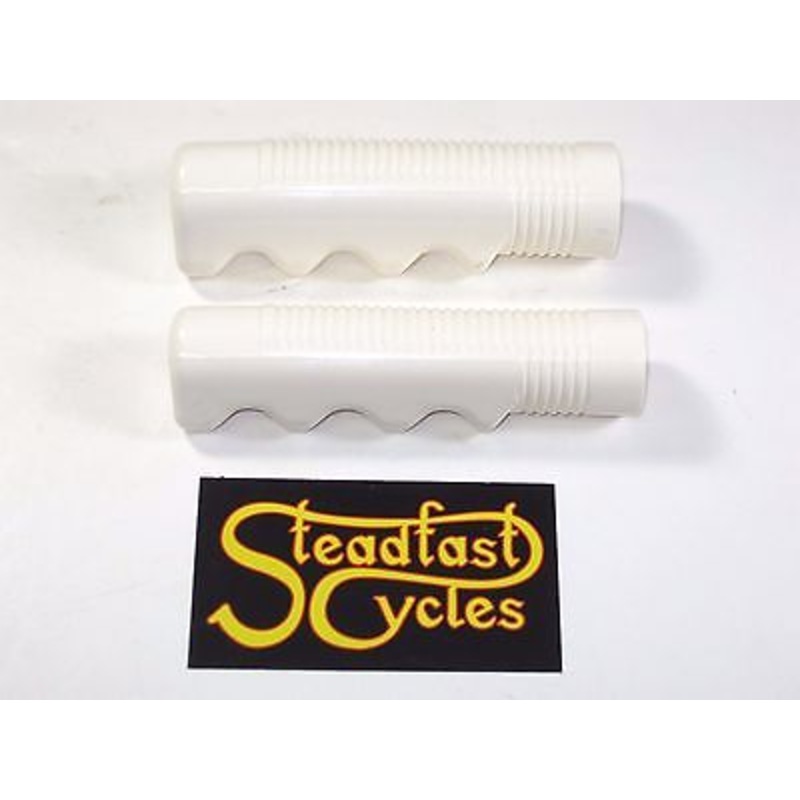 White finger Grips set motorcycle chopper bobber for 7/8″ bars vintage style